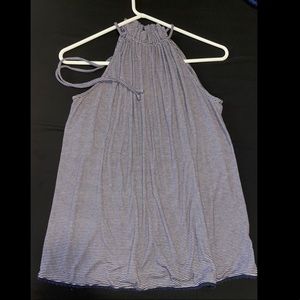 Sleeveless funnel neck Striped Blouse